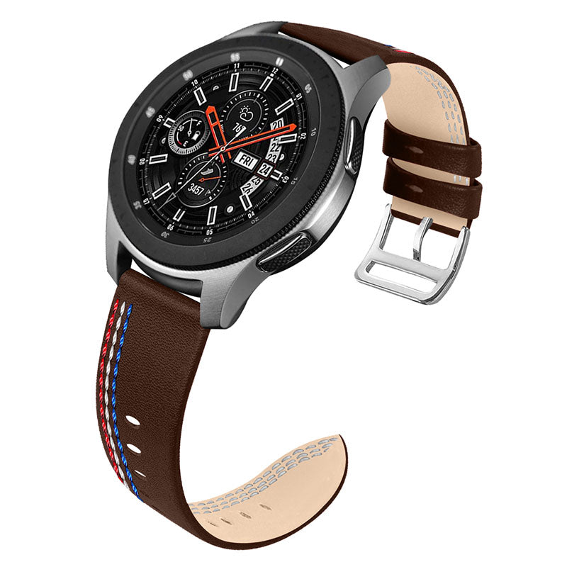 Top Layer Cowhide Genuine Leather Stitching Design Watch Band Strap for Samsung Galaxy Watch3 45mm Watch 46mm Top Layer Cowhide Genuine Leather Stitching Design Watch Band Strap for Samsung Galaxy Watch3 45mm Watch 46mm